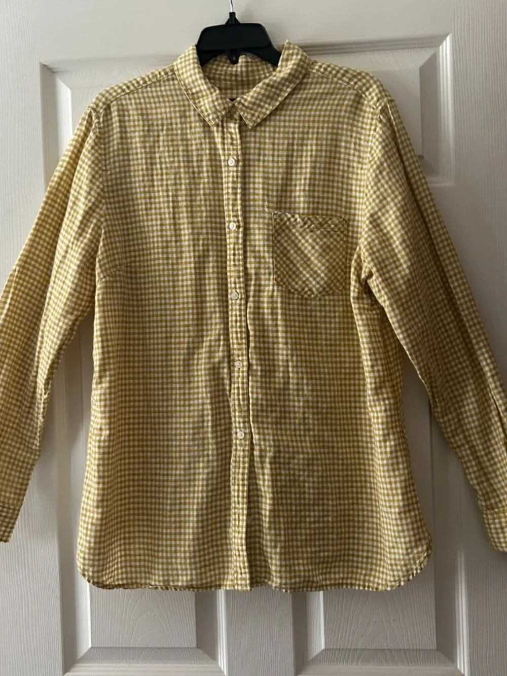 Banana Republic Mens Linen Blend Gingham Check Long Sleeve Size XL Button Up